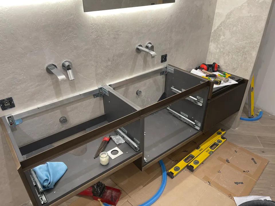Pose du meuble double vasque